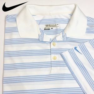 ⛳️ 🏌️ NIKE GOLF Polo White w/ light blue stripe